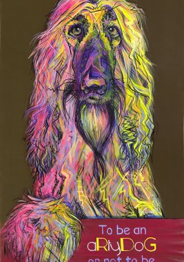 aRtyDoG Ollie, Lévrier Afghan, garçon, 2 ans, Thaïlande.
Acrylique sur toile, 70x140cm