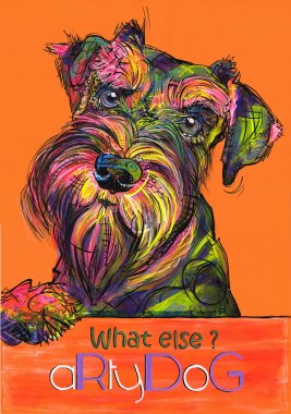aRtyDoG Divine Grace, Schnauzer, petite Fille, 11 mois, Australie.
Acrylique sur papier coloré épais beaux-arts, 300gr/m², 59,4x84cm