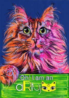 aRtycat Roxy, Maine Coon, USA
Acrylique sur papier coloré épais beaux-arts, 300gr/m², 59,4x84cm