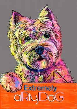 aRtyDoG Broody, Westie, garçon, Canada.
Acrylique sur papier coloré épais beaux-arts, 300gr/m², 59,4x84cm