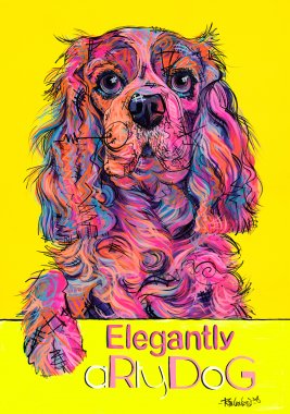aRtyDoG Pim's, Cavalier King Charles, Garçon, Belgique.
Acrylique sur papier coloré épais beaux-arts, 300gr/m², 59,4x84cm