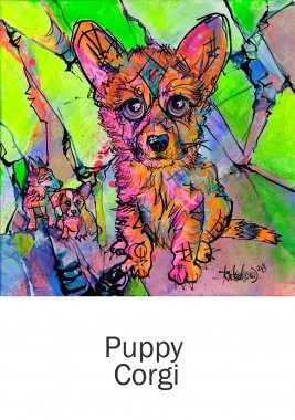 aRtyDoG Puppy, Corgi, Querida, Belgique.
Acrylique sur toile 40x40cm