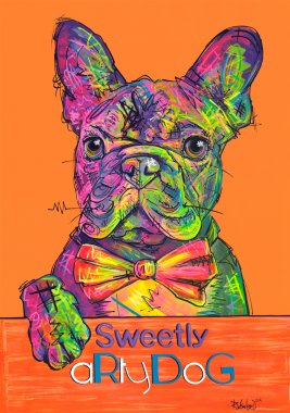 aRtyDoG Aza, Bulldog Français, fille, Belgique
Acrylique sur papier coloré épais beaux-arts, 300gr/m², 59,4x84cm