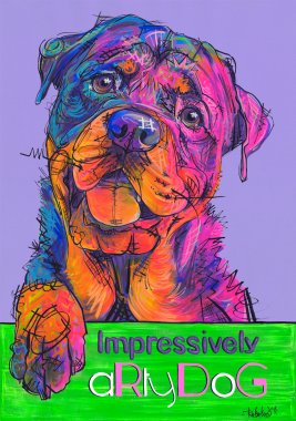 aRtyDoG Cooper, Rottweiler, garçon, Ecosse
Acrylique sur papier coloré épais beaux-arts, 300gr/m², 59,4x84cm