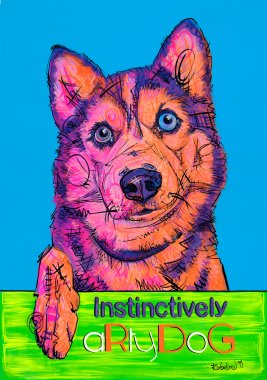aRtyDoG Zara, Husky, fille, Belgique.
Acrylique sur papier coloré épais beaux-arts, 300gr/m², 59,4x84cm