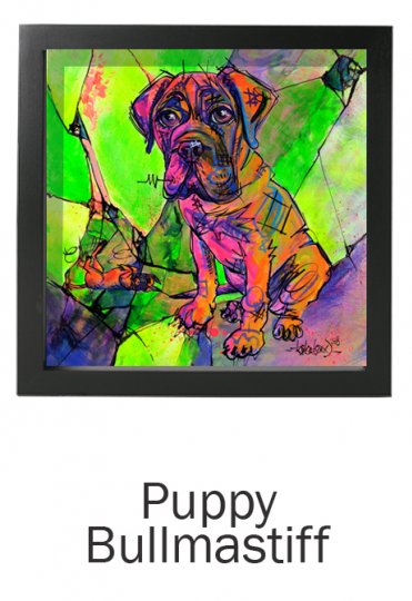 Reproduction sur papier - Format 23x23cm - aRtyDoG Puppy Sirius - Bullmastiff