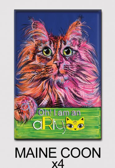 4x magnets rectangulaires identiques - aRtycat Roxy - Maine Coon