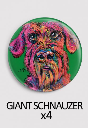 4x Magnets Ronds Identiques Artydog Marshall Schnauzer