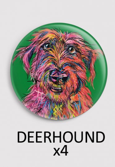 4x identical round magnets - aRtyDoG Keeley - Deerhound