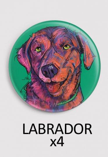 4x identical round magnets - aRtyDoG Mady - Labrador